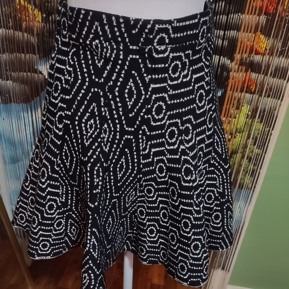 Black and white circular mini skirt